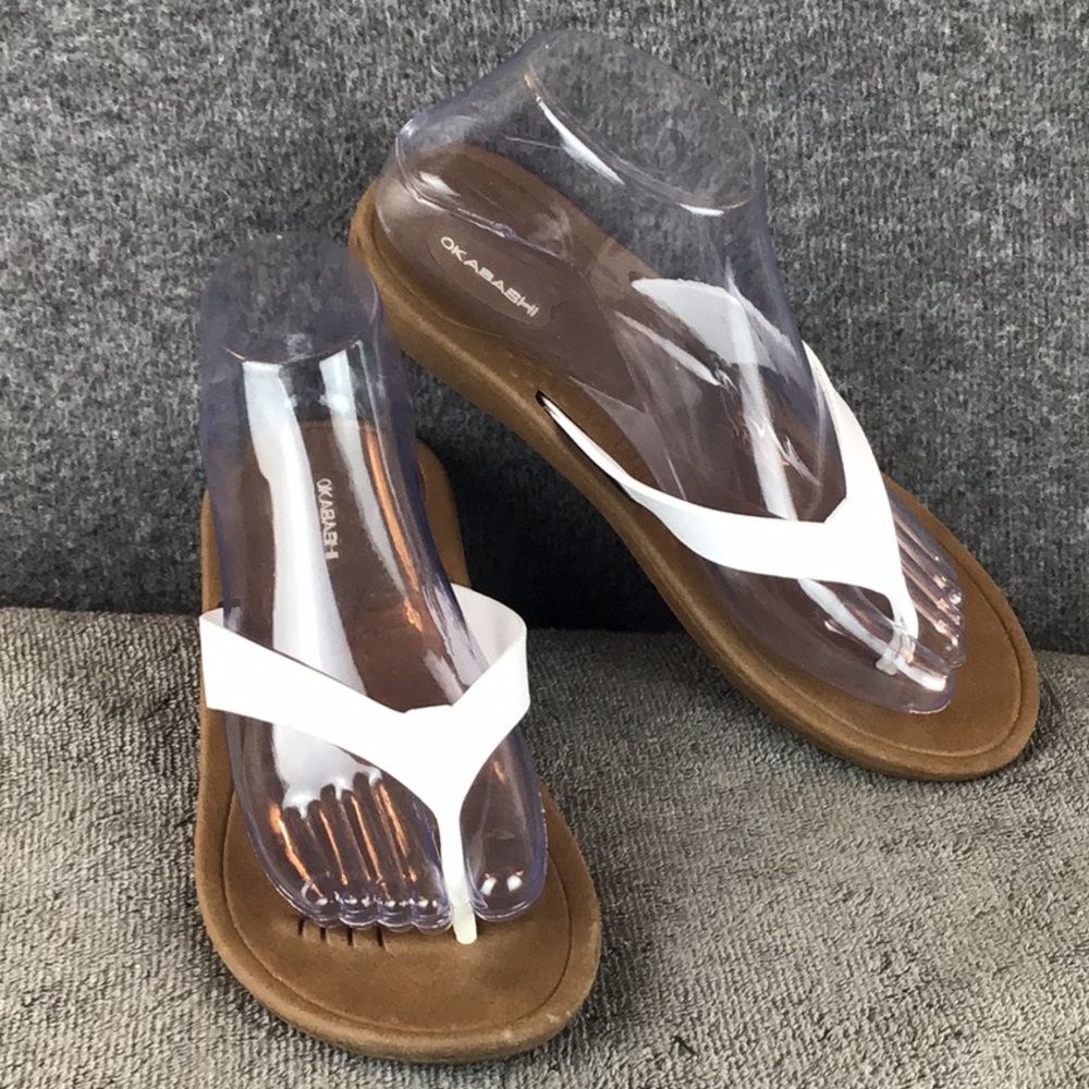 Okabashi Breeze Women’s Supportive Flip Flops Toffee and White Sz M